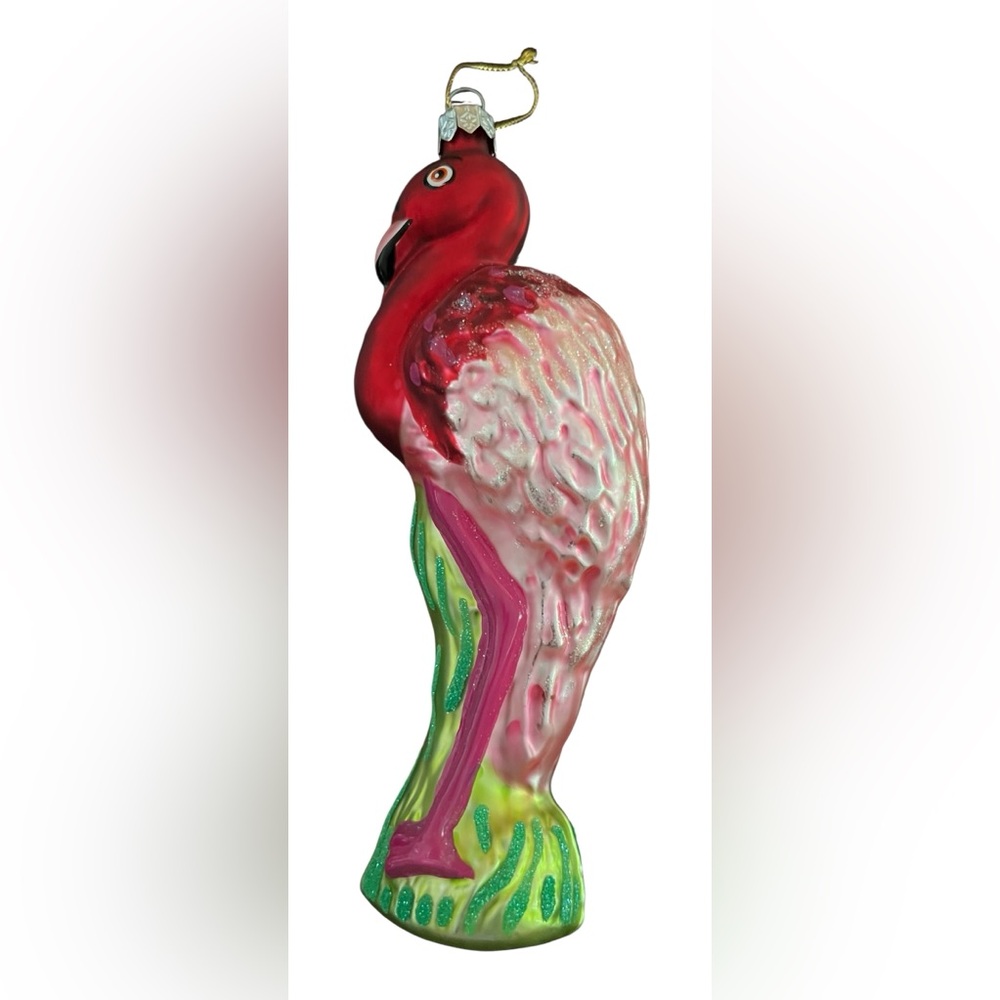 Elegant vintage glass Flamingo Bird Ornament - Red and Pink